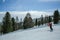 KREISCHBERG, MURAU, AUSTRIA - MARCH 15, 2017: Man skier running downhill on sunny alpine slope