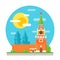 Kremlin clock tower flat design