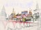 Kremlin in Izmailovo watercolor sketch painting