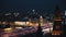 Kremlin red brick tower scenic timelapse night view of Moscow