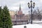 Kremlin tower, lantern, Moscow in winter