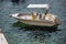 Kreta or Crete  Greece - September 10  2017: A motor boat floating on a clean water on a mediterranean sea