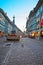 Kreuzgassbrunnen on Kramgasse street in Bern evening