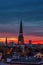 Kreuzkirche Church In Hanover on colorful sunset sky