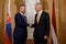 Krisjanis Karins R, Prime Minister of Latvia meets with Peter Pellegrini L Prime Minister of Slovakia