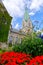 Kristiansand Cathedral beautiful view with flowers in Europe Norway