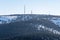 Krizava and Velka luka hills with communication towers in winter Mala Fatra mountains in Slovakia
