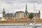 Kronborg Helsingor castle fortification and sailboat. Denmark