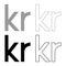 Krone of Denmark Danish krone icon set grey black color illustration outline flat style simple image