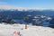 Kronplatz stock photo. Dolomites stock photo. Amateur Winter Sports alpine skiing.