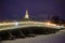 Kronverksky bridge at winter evening