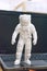 Kropivnitskiy, Ukraine â€“ 12 may, 2018: 3D printed astronaut, cosmonaut, robot on the background of devices and laptop. Spaceman