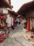 Kruje, Albania - June 2018: Traditional Ottoman market in Kruja, birth town of National Hero Skanderbeg