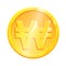 KRW Golden won coin symbol on white background. Finance investment concept. Exchange South Korean currency Money banking