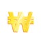 KRW Golden won symbol on white background. Finance investment concept. Exchange South Korean currency Money banking