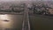 Krymsky bridge aerial view car traffic