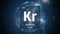 Krypton as Element 36 of the Periodic Table 3D illustration on blue background