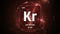 Krypton as Element 36 of the Periodic Table 3D illustration on red background