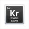 Krypton symbol. Chemical element of the periodic table. Vector stock illustration.