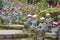 Ksitigarbha jizo statues with knitted hats at daisho-in temple on Miyajima island