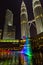 Kuala Lumpur city downtown skyline Twin Tower colorful musical fountain at night Malaysia