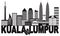 Kuala Lumpur City Skyline Text Black and White vector Illustration