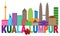 Kuala Lumpur City Skyline Text Color vector Illustration