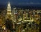 KUALA LUMPUR / MALAYSIA - 2019: Beautiful aerial night city lights view from Menara KL tower