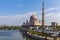 Kuala Lumpur/Malaysia: 22 April 2019: beautiful dome lid pink Masjid Putra Putra Mosque Muslim mosque of Putrajaya famous tourist