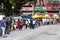 KUALA LUMPUR, MALAYSIA, April 16, 2021: Shoppers queing in line to enter street bazaar with crowd control to buy food