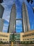 Kuala Lumpur, Malaysia - January 1st 2019: Epic view of Petronas Twin Tower and Suria KLCC Mall with beautiful Christmas Tree deco