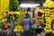 Kuala Lumpur, Malaysia - July 17, 2018 : Colorful garlands flower selling in the market stalls in Brickfields Little India