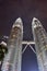 Kuala Lumpur, Malaysia - November 3, 2017: PETRONAS Twin Towers Light Up at Night