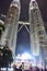 Kuala Lumpur, Malaysia - November 3, 2017: Twin Towers Light Up at Night