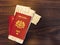 KUALA LUMPUR, MALAYSIA-NOVEMBER 7, 2018: Malaysian passports with boarding tickets. Starting June 1, 2019 Malaysian government wi