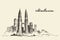 Kuala Lumpur skyline Malaysia illustration drawn.