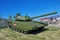 KUBINKA, RUSSIA, AUG.24, 2018: Last generation Russian battle tank T-14 Armata made by UralVagonZavod. Modern russian weapon on In