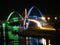 Kubitschek Bridge at night with colored lighting