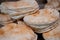 Kuboos or khubz - fresh pita bread togeather in a table