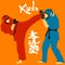 Kudo martial arts fighters illustration