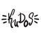 Kudos - emotional handwritten fancy quote, American slang, urban dictionary. Print for poster, t-shirt, bag, logo, postcard, flyer