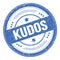 KUDOS text on blue round grungy stamp