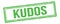 KUDOS text on green grungy vintage stamp