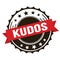 KUDOS text on red brown ribbon stamp