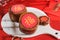 Kue Keranjang or Nian Gao, Popular Cake for Chinese New Year Festival with Red Concept. Made from Sugar and Flour