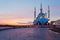 Kul Sharif mosque in Kazan Kremlin at sunset. Russ