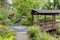 Kula Botanical Garden. Maui. Hawaii. Covered bridge. Tropical landscape.