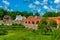 Kuldiga brick bridge over river Venta in Latvia