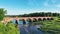 Kuldiga brick bridge over Venta river, red bridge and landmark in Latvia
