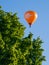 Kuldiga, Latvia - July 30, 2022: Orange hot air balloon with a drawing with an elephant flying